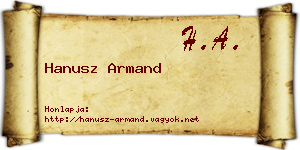 Hanusz Armand névjegykártya